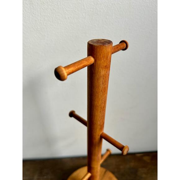 Vintage Rustic Wooden Mug Tree | Wooden Coffee Mug Rack | Jewelry Holder - Picture 3 of 6